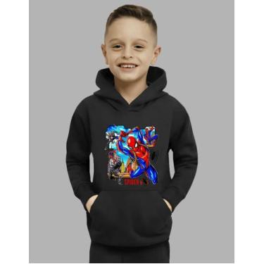 Imagem de Moletom Infantil Spider Man Blusa De Frio Com Capuz Casual - MB Sport,