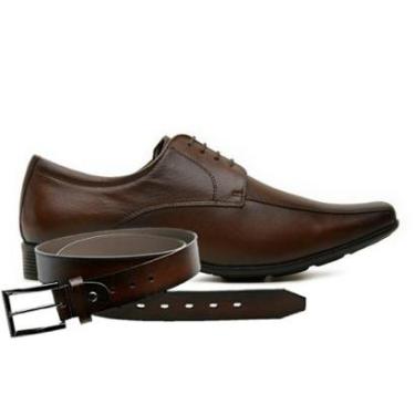 Imagem de Sapato Jota Pe Couro Marrom Air Magic + Cinto De Couro 77500-Masculino