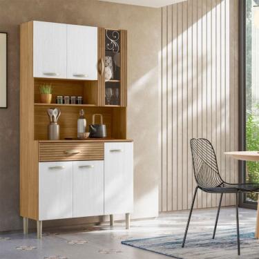 Imagem de Cozinha Compacta Golden Plus 6 Portas 1 Gaveta 100% Mdf Freijó Supremo - Kits Paraná