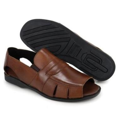 Imagem de Sandália Masculina Couro Macia Confortável-Masculino