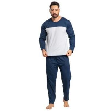Imagem de Pijama Masculino Longo Bicolor Inverno Serra e Mar Conjunto Básico Roupa De Dormir Para...