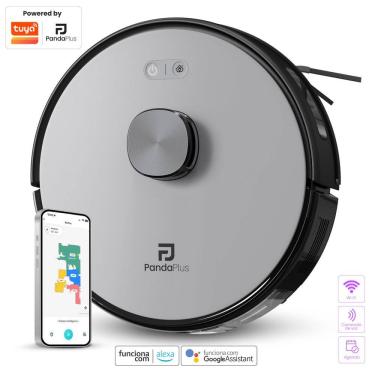 Imagem de Robô Aspirador Inteligente Mapeamento 3D LDS Laser Wi-Fi 3000Pa Mop Panda Plus Alexa Google Bivolt