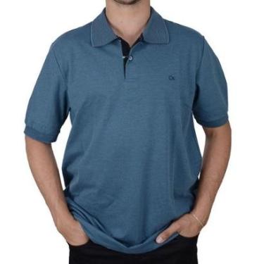 Imagem de Camisa Polo Masculina MC Ogochi Casual Slim Onda Azul - 4035-Masculino