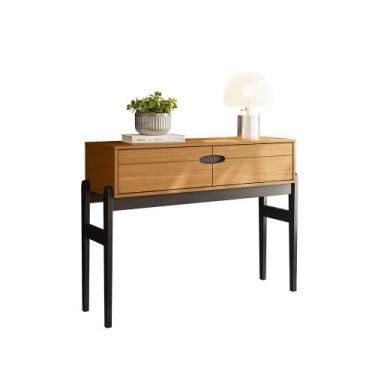 Imagem de Aparador Retrô Intense Com Pés de Madeira Freijó Com Preto - Movelove