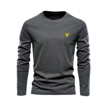 Imagem de Camiseta Casual Masculina De Manga Longa Com Estampa De Águia, Confort