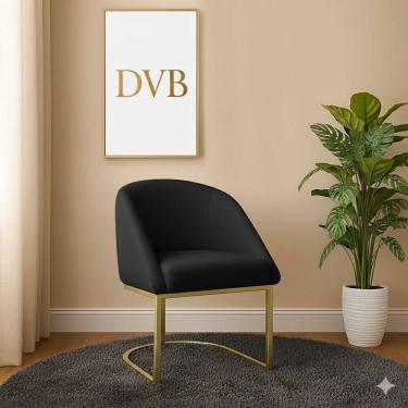 Imagem de Poltrona Lua Decorativa Giratória em Veludo Preto para Quarto
