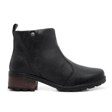 Imagem de Bota Feminina Vogue Cano Curto Salto Bloco Zíper Confortável, Preto, 3