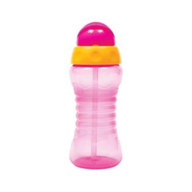 Imagem de Garrafa Infantil Garrafinha Fresh 300mL Rosa Com Canudo Retrátil Silic