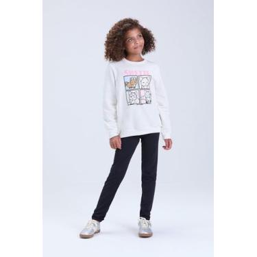 Imagem de Conjunto Infantil Feminino de Inverno Moletom Gatinho Swetie, Off whit