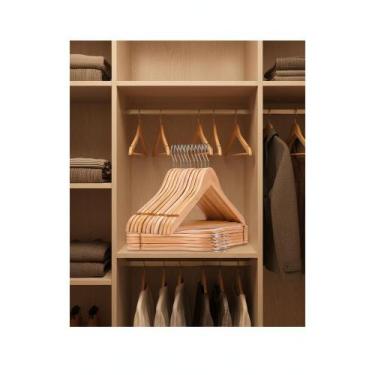 Imagem de 2x Kit 20 Cabides Madeira Marfim: Organização e Elegância - Congratula