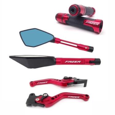 Imagem de Kit Manete Manopla Retrovisor Fazer 150 Ubs Gravado a laser - NoBrand,