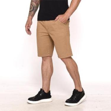 Imagem de Bermuda Masculina Sarja Cós Elástico Casual Confortável Estilo Urbano-Masculino