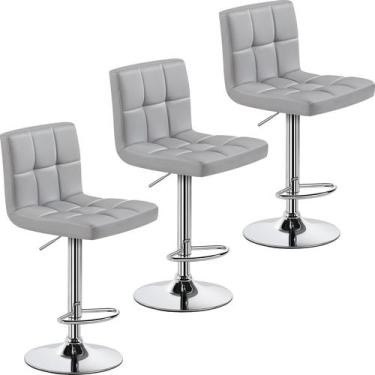 Imagem de Conjunto de 3 banquetas altas ajustáveis em couro PU Yaheetech