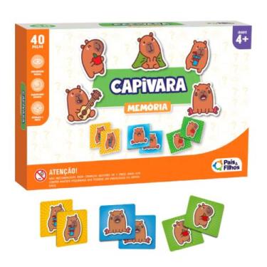 Imagem de Jogo da Memória Capivara Educativo Divertido Infantil - Pais e Filhos