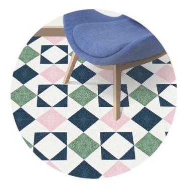 Imagem de Adesivo piso ladrilho granilito rosa e verde lavável antiderrapante - 