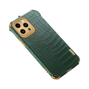 Imagem de Capa De Silicone Com Revestimento De Couro De Crocodilo Para iPhone 16