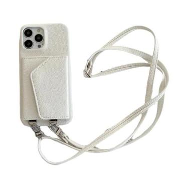 Imagem de Capa De Telefone De Couro Com Alça Transversal Para iPhone 15 14 13 12
