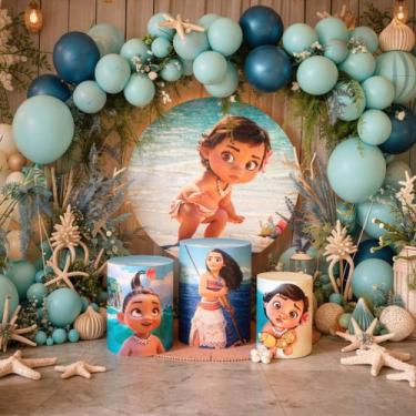 Imagem de Capas Painel Redondo Cilindros Decoração Princesa da Ilha - Genérica
