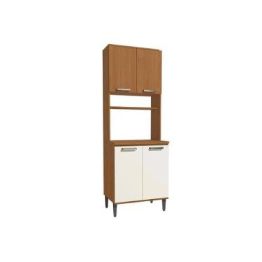 Imagem de Paneleiro Cozinha Modulado Linna T726 c/ 4 Portas 70cm Canela/Off Whit