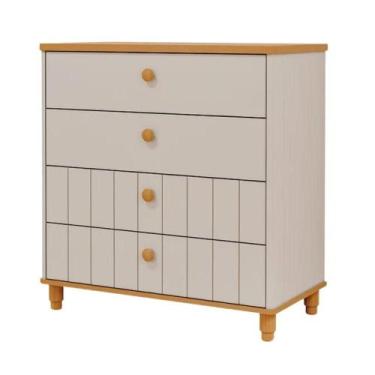 Imagem de Cômoda Infantil 100% Mdf 4 Gavetas Cupcake Permobili, Off White/Nature