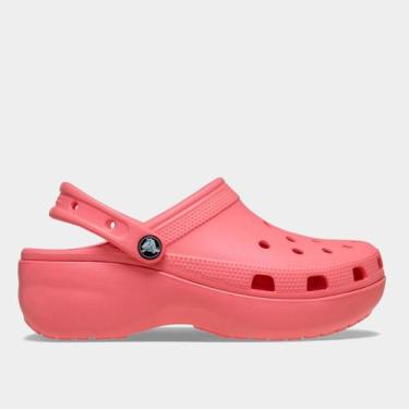 Imagem de Sandália Crocs Clássico Platform Clog Feminino, Rosa, Branco, 36