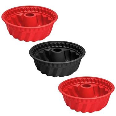 Imagem de Kit 3 Assadeira Silicone Antiaderente Utensílio Molde Forma Sobremesa 
