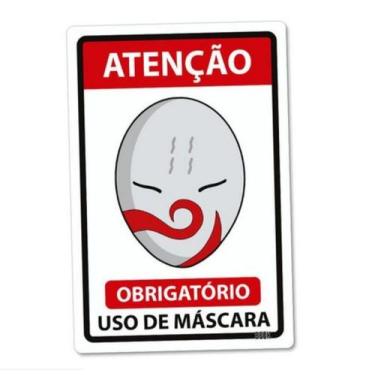 Imagem de Placa Decorativa Geek 24x16 Cm Atenção Use Máscara Naruto Haku - Beek