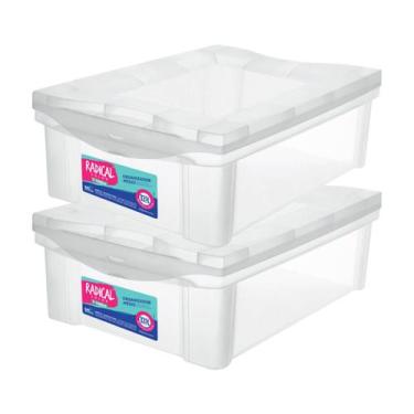 Imagem de Kit 2 Caixa Organizadora Média 13,5 L Cristal Com Trava - Ordene