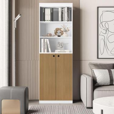 Imagem de Estante Livreiro quarto escritório sala Com 5 Prateleiras e 2 Portas G