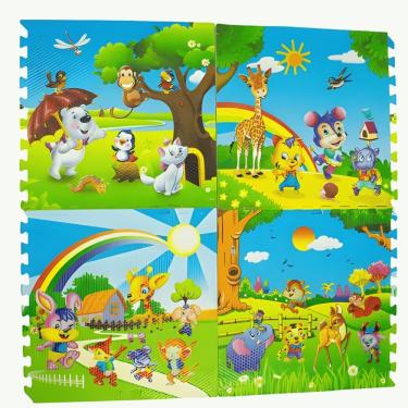 Imagem de Tatame de EVA Estampa Animais 04 Peças 60x60cm Encaixe Prático BA-11588 Top