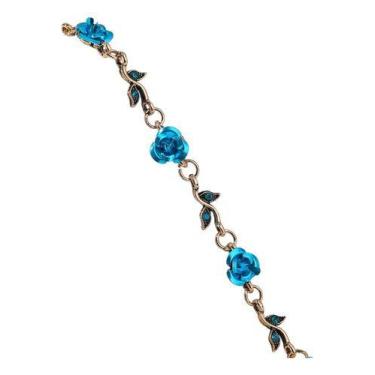 Imagem de Bracelete Retro Dourado de Rosas - PLACE, Azul, Turquesa, 18 "