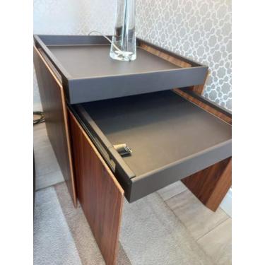 Imagem de Mesa Lateral de Madeira e Recouro Marrom G - 55x55x55 - Via Decor