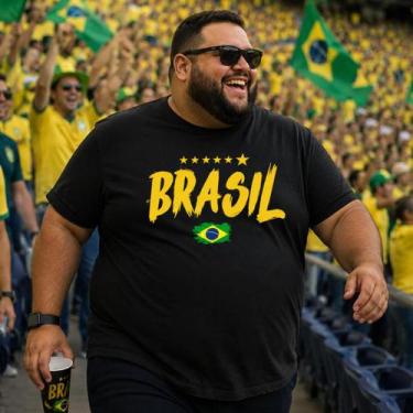 Imagem de Camiseta Brasil Plus Size Extra Grande Algodão Torcedor G1 a G18 - Pro
