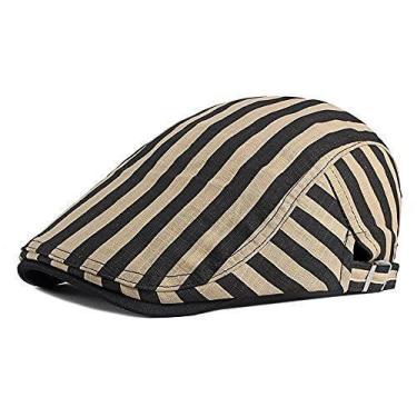 Imagem de Boina masculina listrada estilo britânico, chapéu vintage para homens,