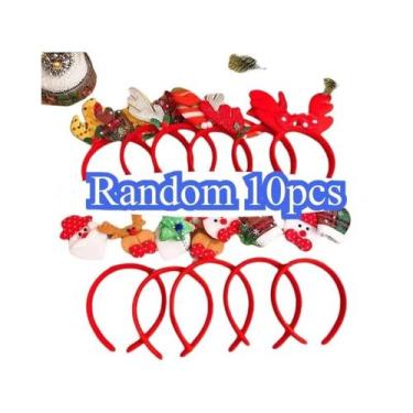 Imagem de Tiara De Rena De Natal Com Chifres E Sino, 10 Peças, Acessório De Cabe