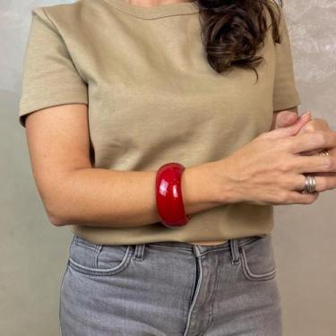 Imagem de Bracelete Grosso Dourado Esmaltado Cor:Vinho - Camila Vanni, Vinho