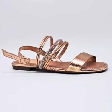 Imagem de Sandália Feminino Moleca Rasteirinha Brilho Casual Elegante Leve 5435.