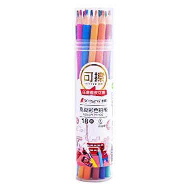 Imagem de Lápis de cor com barra triangular, 18 cores, pintura de grafite pode apagar lápis