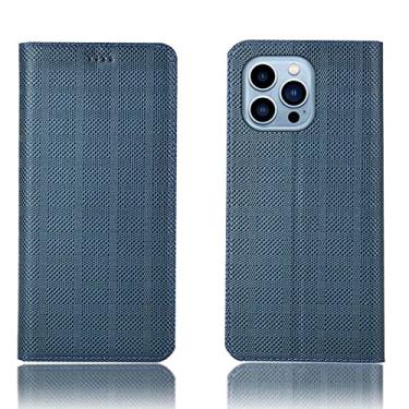 Imagem de LAHappyL Capa para iPhone 13 Pro Max/13 Pro/13/13 Mini, capa carteira de couro legítimo de luxo, com compartimentos para cartões, suporte, fecho magnético, capa para telefone, azul, 13 Pro Max de 6,7 polegadas