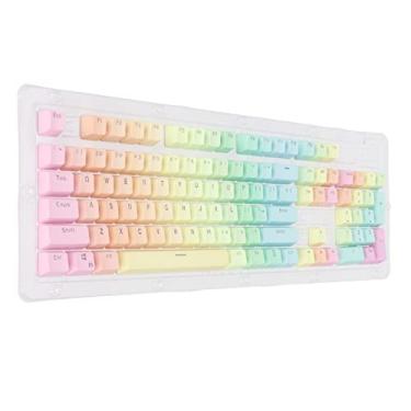 Imagem de Teclas para teclado, 104 teclas, tema arco-íris, teclado, teclado, teclado para jogos, duas cores, processo de tingimento translúcido, DIY, para a maioria dos teclados mecânicos de 61/87/104 teclas