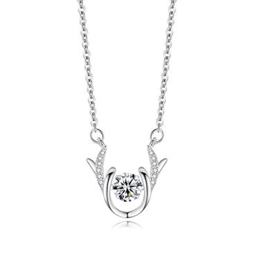 Imagem de xinghaikuajing Tianan Shopping, joia de prata esterlina explosiva, batimento cardíaco, feminino, versão coreana dos chifres de cervo inteligentes, incrustados com diamante - zircônia branca