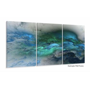 Imagem de Quadro Nuvens Azuis Abstrato Mosaico Vertical 3 Peças