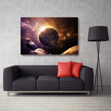 Imagem de Quadro decorativo Universo Planeta com Tela em Tecido 1