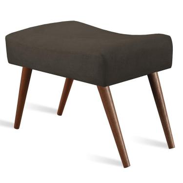 Imagem de Puff Cama inBox Aluna Retangular com Pés em Madeira Maciça Tecido Suede Café