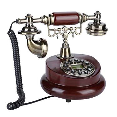 Imagem de Telefone fixo vintage, antigo com fio FSK/DTMF linha telefônica alimentada por hotéis escritório casa estilo europeu telefone retrô