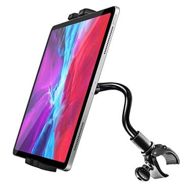 Imagem de Suporte para tablet Gooseneck Spin, suporte para tablet woleyi esteira elíptica, suporte para tablet de bicicleta ergométrica para uso interno para iPad Pro/Air/Mini, Galaxy Tabs, mais celulares e