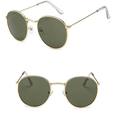 Imagem de Óculos de sol de luxo vintage espelho feminino/homem clássico redondo ao ar livre óculos de sol UV400 Óculos de Sol Gafas, C2, Liga