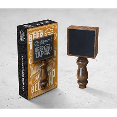 Imagem de Proper Pour Expositor de torneira de cerveja de madeira quadrada com alça de torneira de quadro-negro, 18,3 cm C x 8,2 cm L