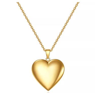 Imagem de Cordão com Pingente em Aço Inox Coração Relicário sem Escrita