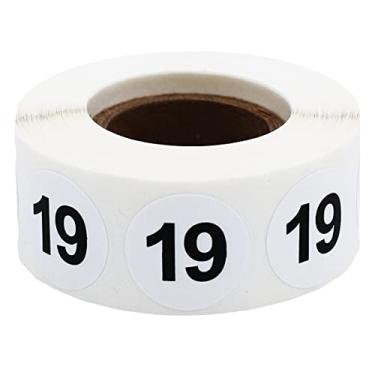 Imagem de Adesivos brancos com pontos pretos número 19, redondos de 9,5 cm, 500 etiquetas em rolo para organização e inventário - Acabamento semibrilhante - Feito nos EUA